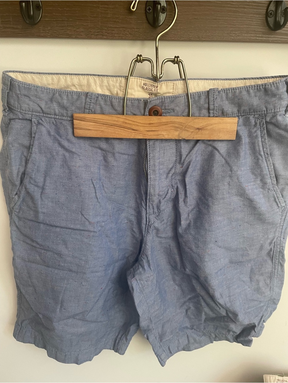 Hollister Men’s Light Blue Flat Front Shorts